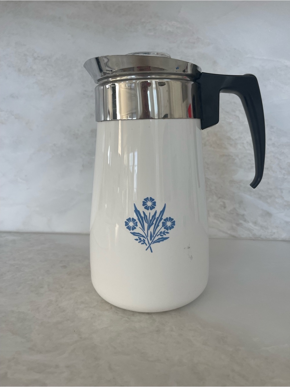 ☕️Corningware Vintage Cornflower Print Stovetop Coffee Percolator 9cup